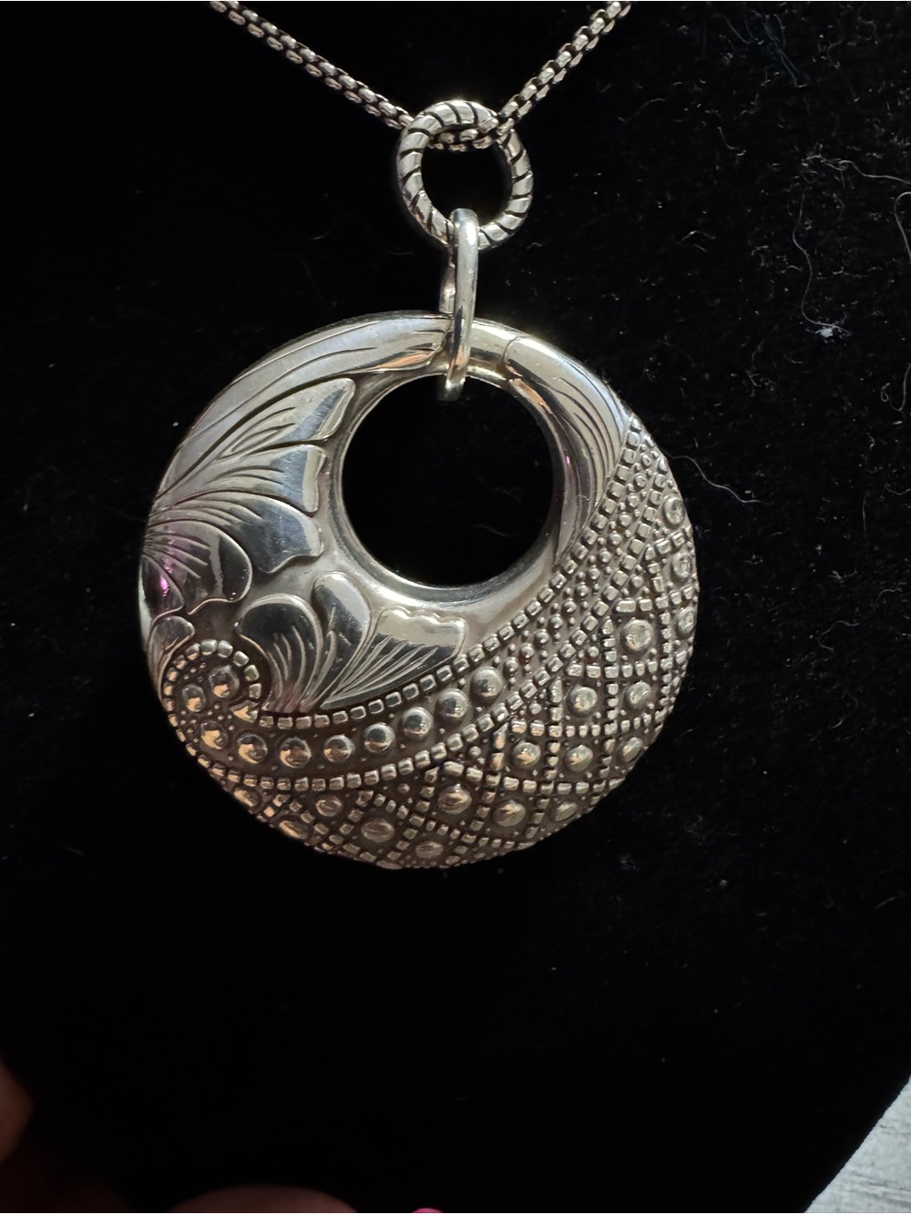 Brighton Sterling Silver Textured Round Pendant Necklace - Silver